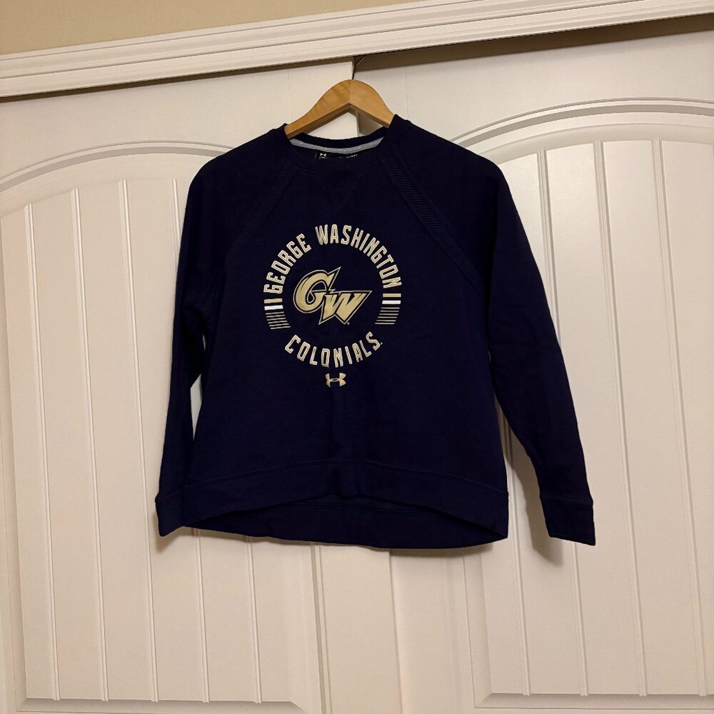 George Washington Colonials Sweatshirt Dark Blue Womens Xtra Small Under Armour